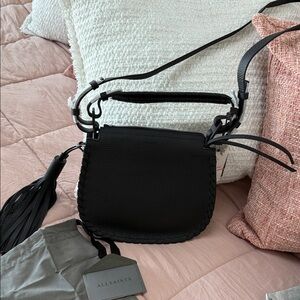 All Saints Sleek Black Crossbody Bag